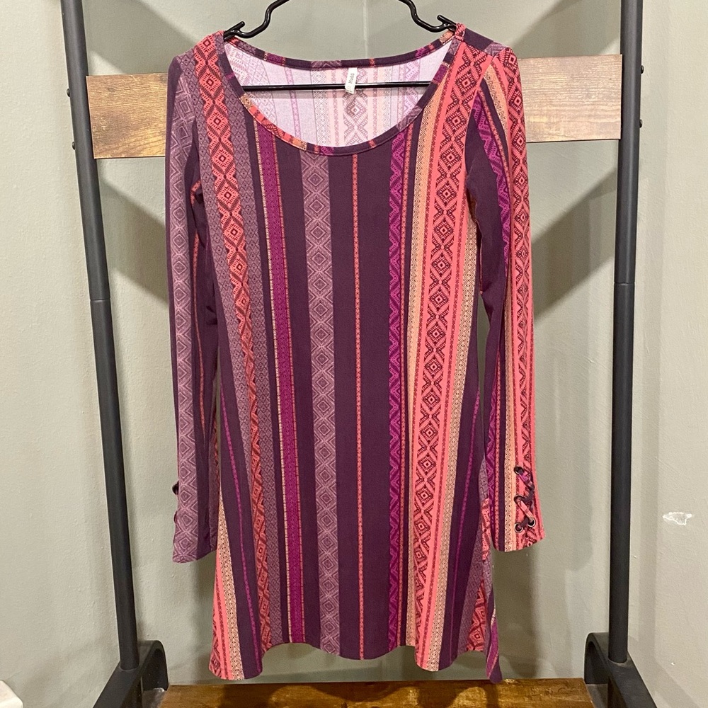 Mudd retro colored long sleeve dress XS